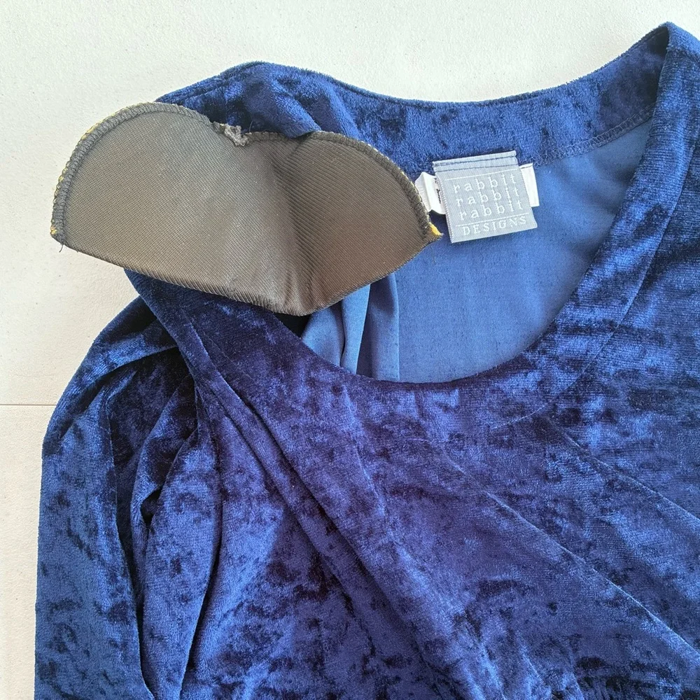 Vintage 90’s Rabbit Rabbit Rabbit Velvet and Pleated Navy Dress - Picture 10 of 11